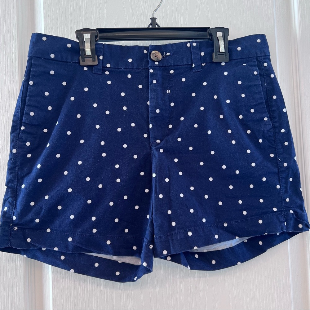✨ Old Navy Everyday Short Women's Chino Shorts Sz 4 Navy White Polka Dot Casual